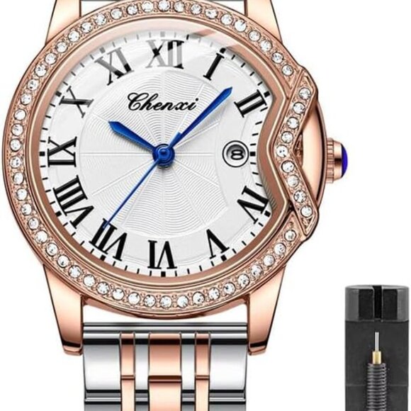 Women's Quartz Watch with Steel Band, Lady's Lightweight Arabic Numeral Dial Wat - Picture 1 of 7